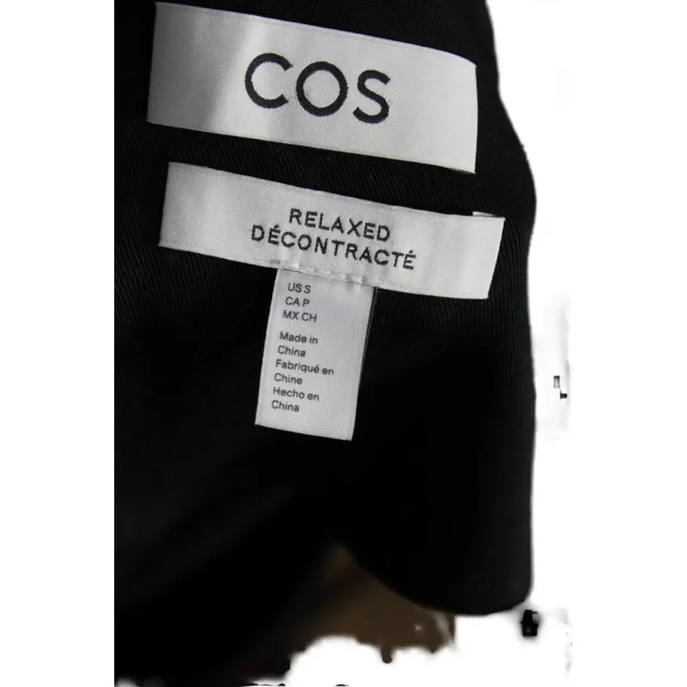 COS Womens Black Zip Wool Blend Classic Jacket Round Neck Size S